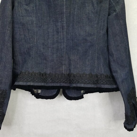 I.N.C. Jean Jacket Women's L Lace Velvet Beaded Button Hook Closure Denim VTG - Picture 11 of 16